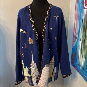 Vtg storybook knits womens 1X cardigan sweater New York City